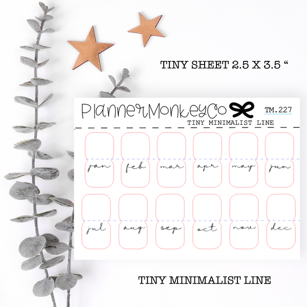 TM.227 | Minimal Script abbreviated Month Tabs Tiny Sheet (Minimal)